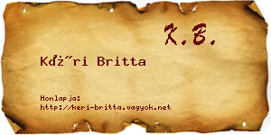 Kéri Britta névjegykártya